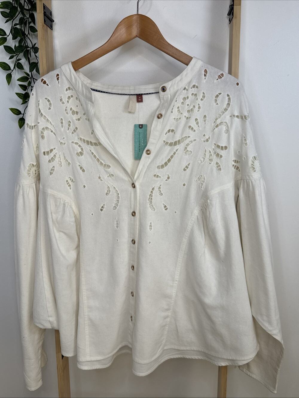 Anthropologie Pilcro 3X Batwing Eyelet Top NWTG Cottagecore Boho Festival Resort